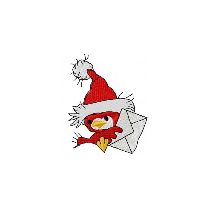 Bird with Christmas mail embroidery design - Embroidery Design