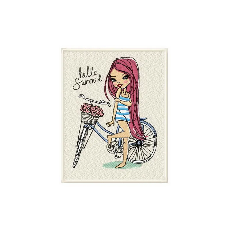 Hello summer embroidery design showcasing vibrant motifs ideal for vacation-themed projects on tote bags and t-shirts.