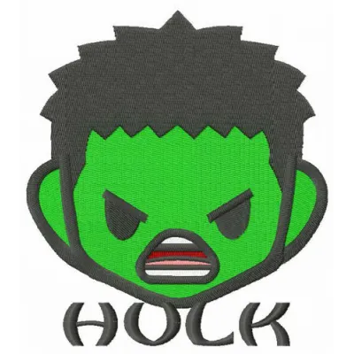 Teen Hulk head embroidery design showcasing a vibrant and dynamic stitched motif for creative projects.