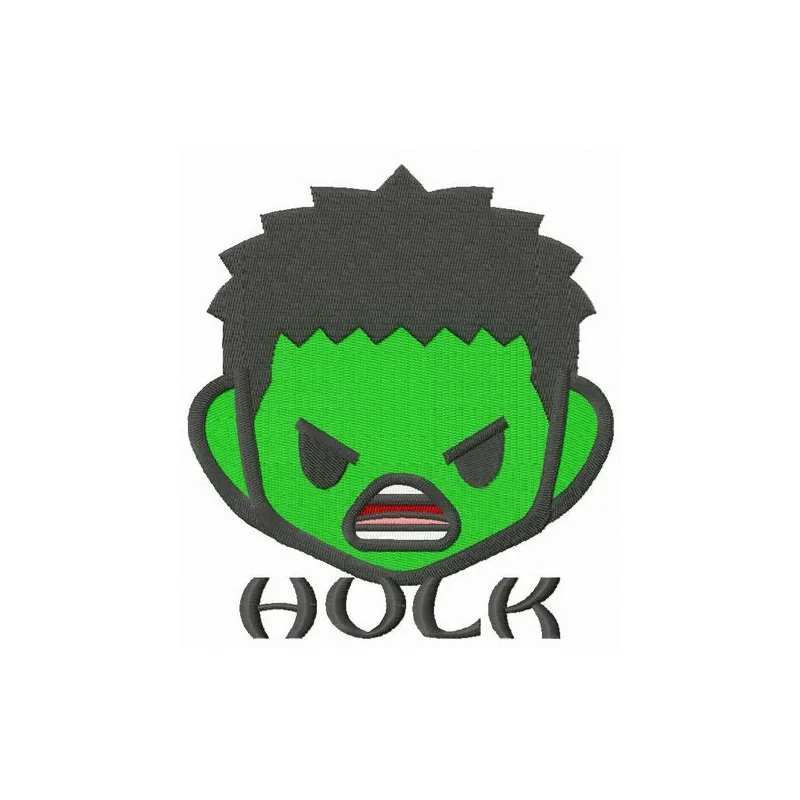 Teen Hulk head embroidery design showcasing a vibrant and dynamic stitched motif for creative projects.