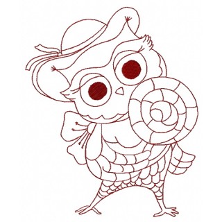 Owl with lollipop 5 embroidery design - Embroidery Design
