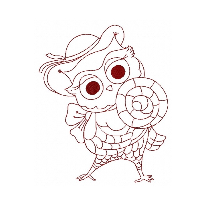 Owl with lollipop 5 embroidery design - Embroidery Design