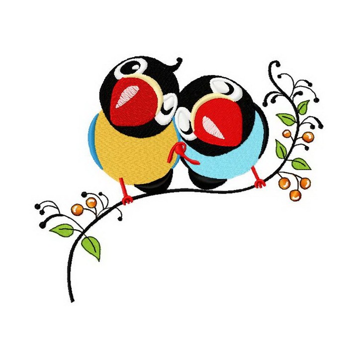 Loving birds embroidery design - Embroidery Design
