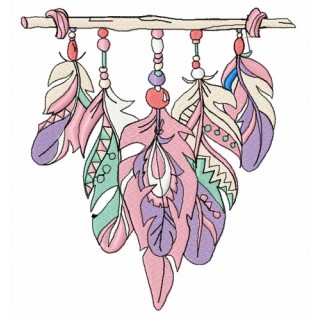 Colorful feathers embroidery design - Embroidery Design
