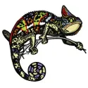 Chameleon embroidery design showcasing vibrant colors and intricate details, ideal for stitching on various fabrics.