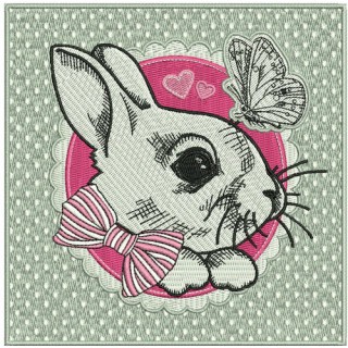 White bunny embroidery design - Embroidery Design