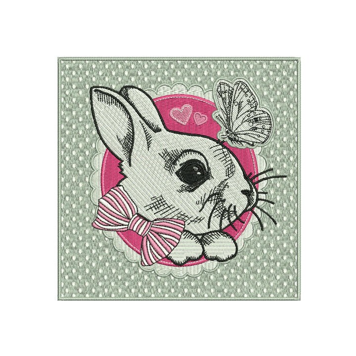White bunny embroidery design - Embroidery Design