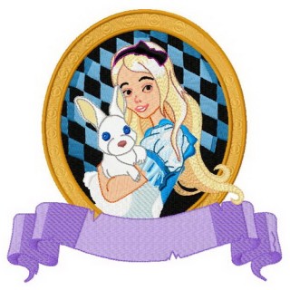 Alice with bunny embroidery design - Embroidery Design
