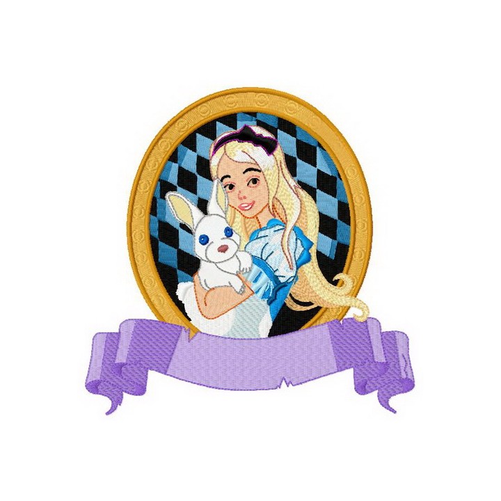 Alice with bunny embroidery design - Embroidery Design