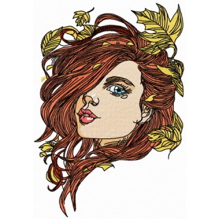 Girl and autumn fall 3 embroidery design - Embroidery Design