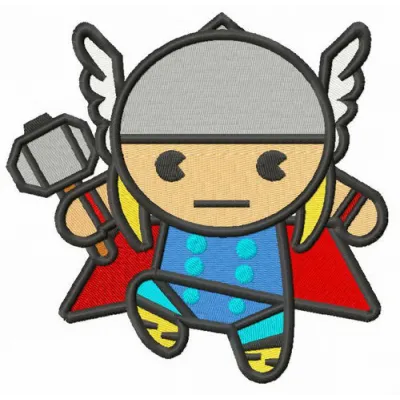 Chibi Thor embroidery design featuring a cute, cartoonish version of the character for creative stitching projects.