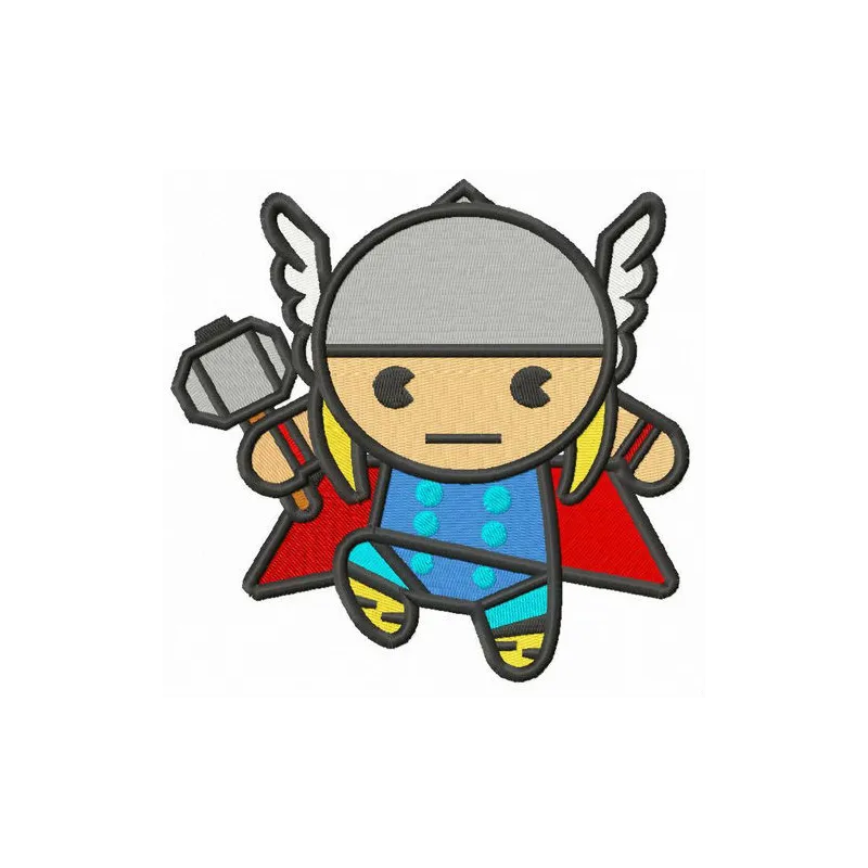 Chibi Thor embroidery design featuring a cute, cartoonish version of the character for creative stitching projects.