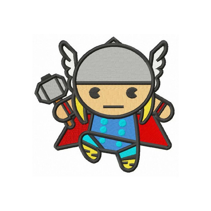 Chibi Thor embroidery design - Embroidery Design