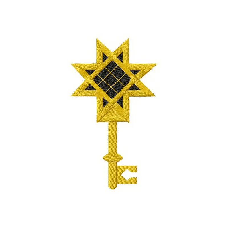 Star key 2 embroidery design featuring a whimsical star motif, ideal for embellishing keychains or bags.