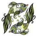 Preview of a green-tailed fish embroidery design featuring vibrant colors, ideal for sea life themed projects.