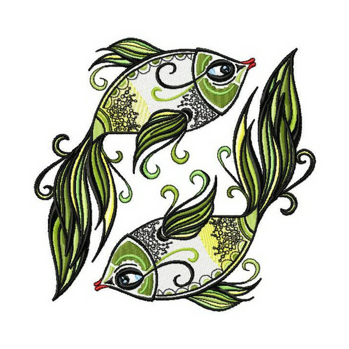 Green-tailed fish embroidery design - Embroidery Design
