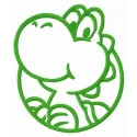 Dinosaur Yoshi badge embroidery design featuring vibrant colors, ideal for stitching on t-shirts and bags.
