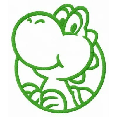 Dinosaur Yoshi badge embroidery design featuring vibrant colors, ideal for stitching on t-shirts and bags.
