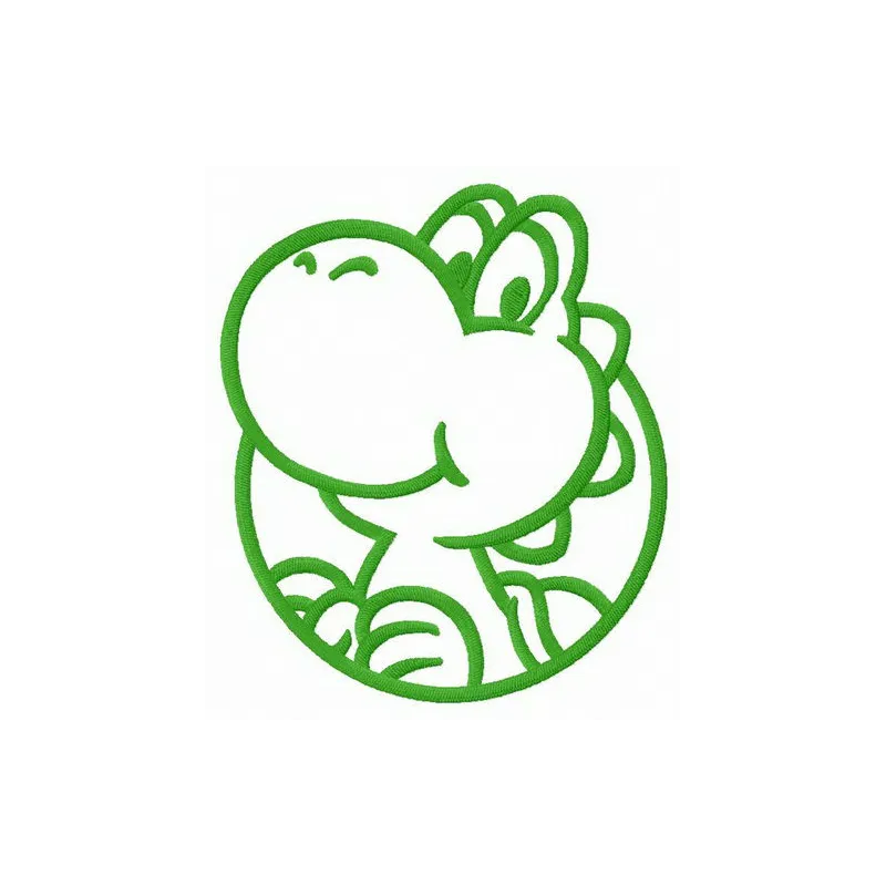 Dinosaur Yoshi badge embroidery design featuring vibrant colors, ideal for stitching on t-shirts and bags.