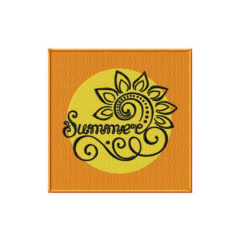 Summer embroidery design featuring vibrant floral motifs, ideal for embellishing t-shirts and tote bags.
