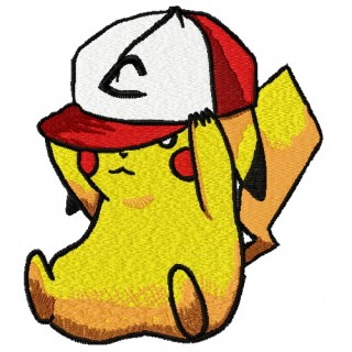 Pikachu in baseball cap 2 embroidery design - Embroidery Design