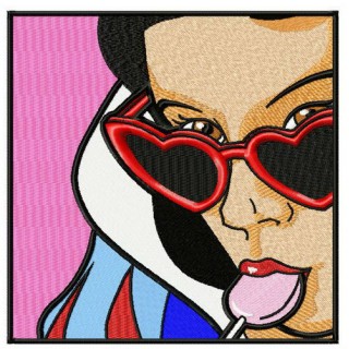 Snow White with lollipop embroidery design - Embroidery Design