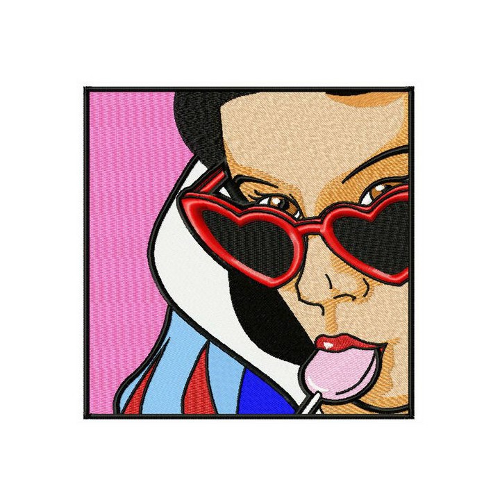 Snow White with lollipop embroidery design - Embroidery Design