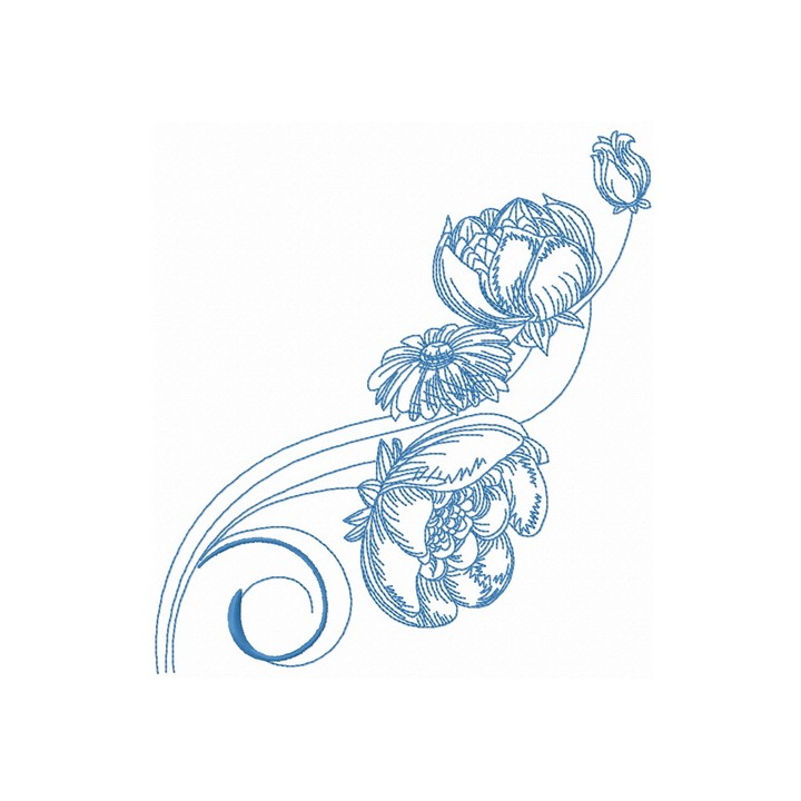 Peony and chamomile 2 embroidery design - Embroidery Design