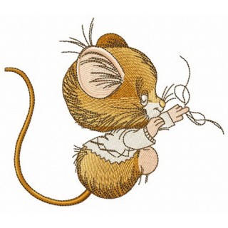 Mouse plays with thread embroidery design - Embroidery Design