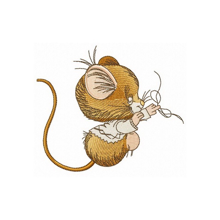 Mouse plays with thread embroidery design - Embroidery Design