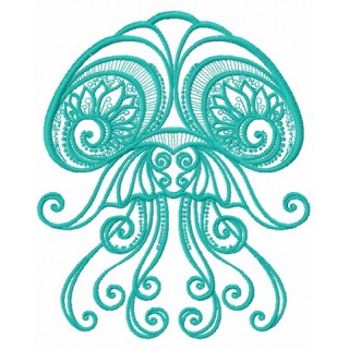 Jellyfish ornamental embroidery design - Embroidery Design
