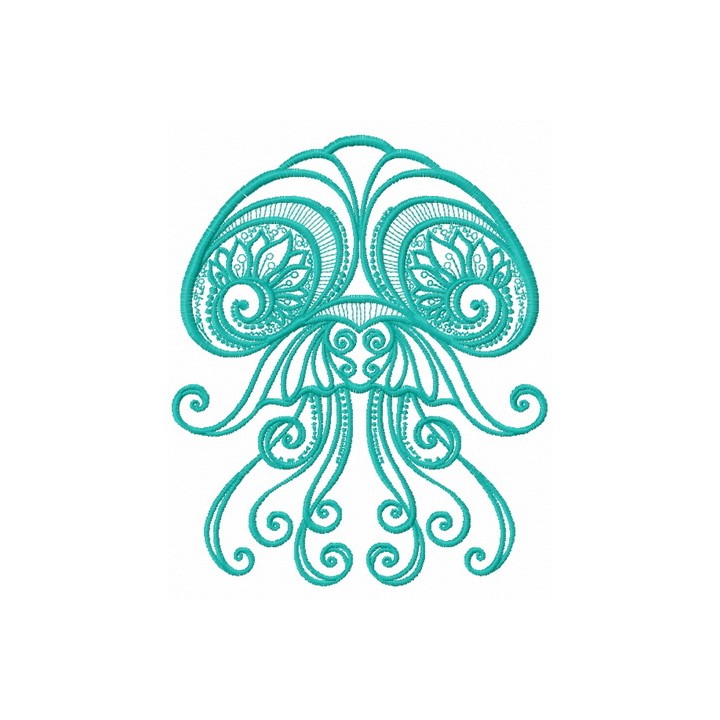 Jellyfish ornamental embroidery design - Embroidery Design