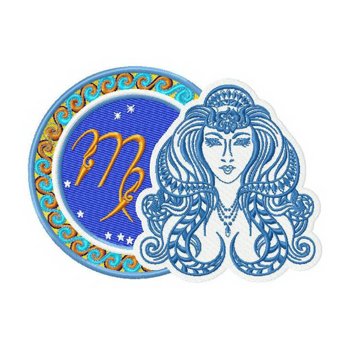 Zodiac sign Virgo 2 embroidery design - Embroidery Design