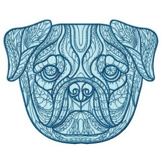 Mosaic pug-dog embroidery design - Embroidery Design