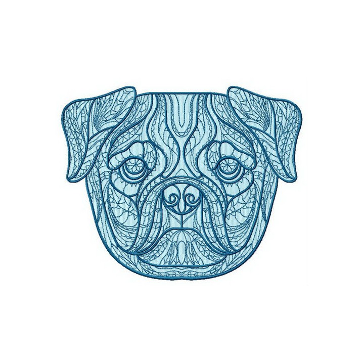 Mosaic pug-dog embroidery design - Embroidery Design