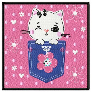 Kitten in pocket embroidery design - Embroidery Design