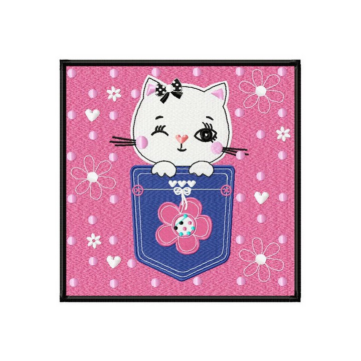 Kitten in pocket embroidery design - Embroidery Design