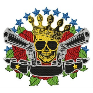 Skull, crown, guns embroidery design - Embroidery Design