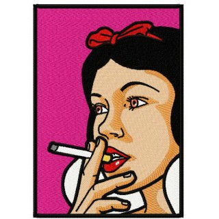 Snow White smoking embroidery design - Embroidery Design
