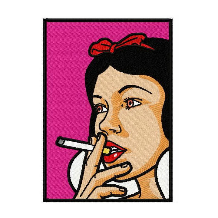Snow White smoking embroidery design - Embroidery Design