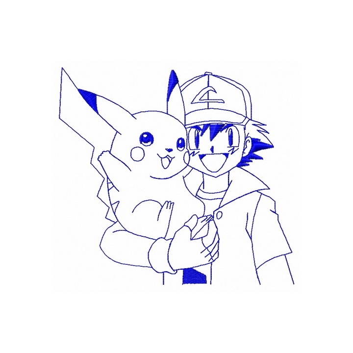Pikachu with Ash Ketchum 2 embroidery design - Embroidery Design