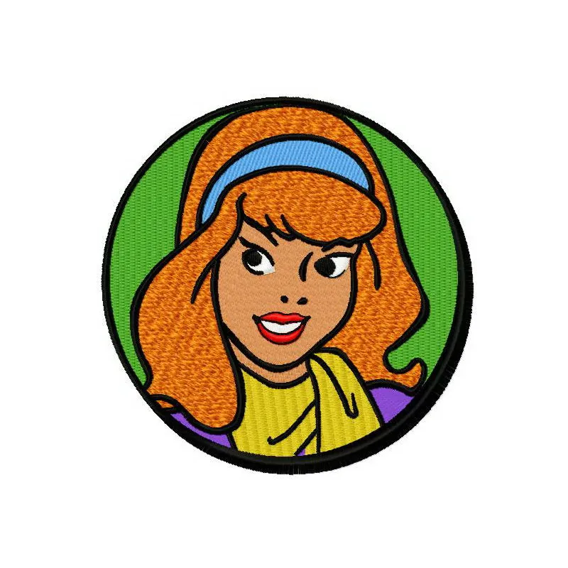 Daphne Blake embroidery design featuring a playful Scooby Doo theme, ideal for stitching on apparel and accessories.