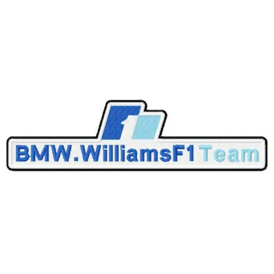 Williams F1 team logo embroidery design showcasing intricate stitching patterns for motorsport enthusiasts.