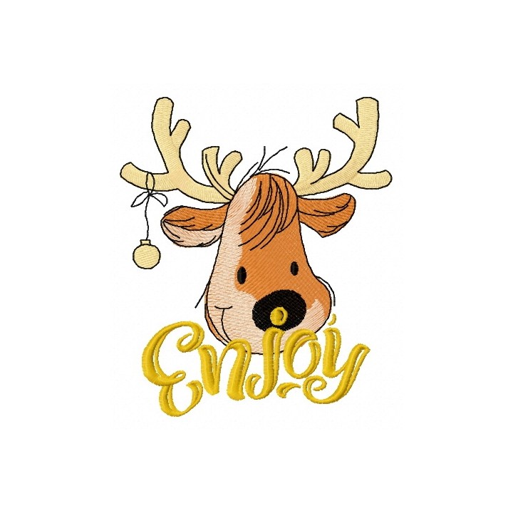 Cute Christmas deer 4 embroidery design - Embroidery Design