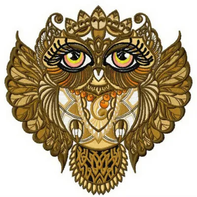 Owl granny embroidery design showcasing a whimsical owl motif for creative stitching projects.