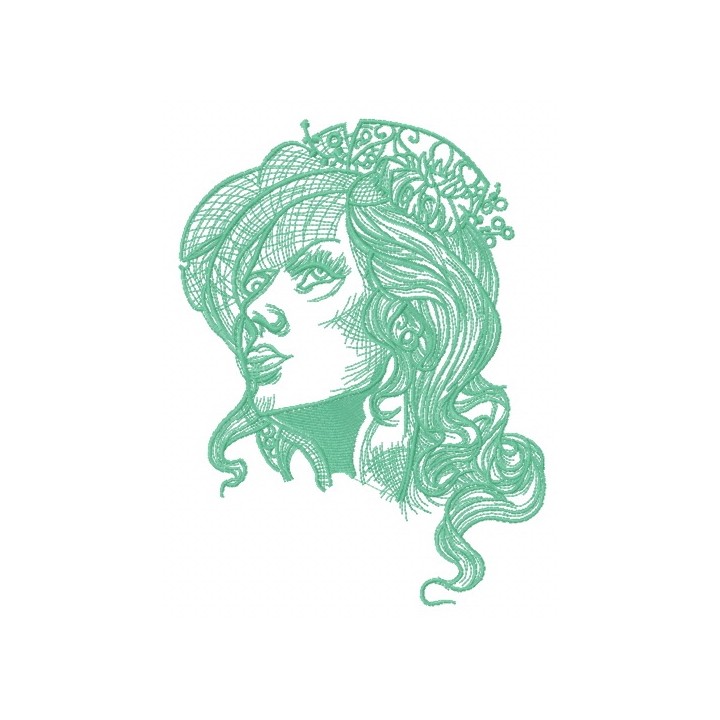 Pensive pretty girl 3 embroidery design - Embroidery Design