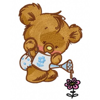 Teddy with watering can 2 embroidery design - Embroidery Design