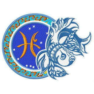 Zodiac sign Pisces 2 embroidery design - Embroidery Design