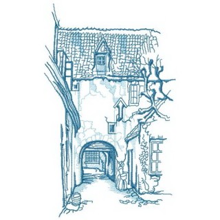 Cozy courtyard embroidery design - Embroidery Design