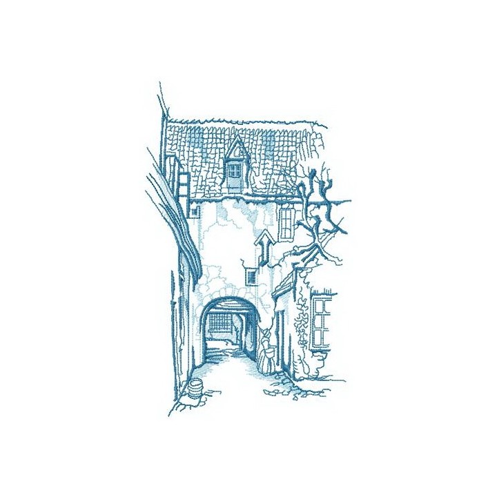 Cozy courtyard embroidery design - Embroidery Design